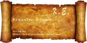 Kreisler Elemér névjegykártya
